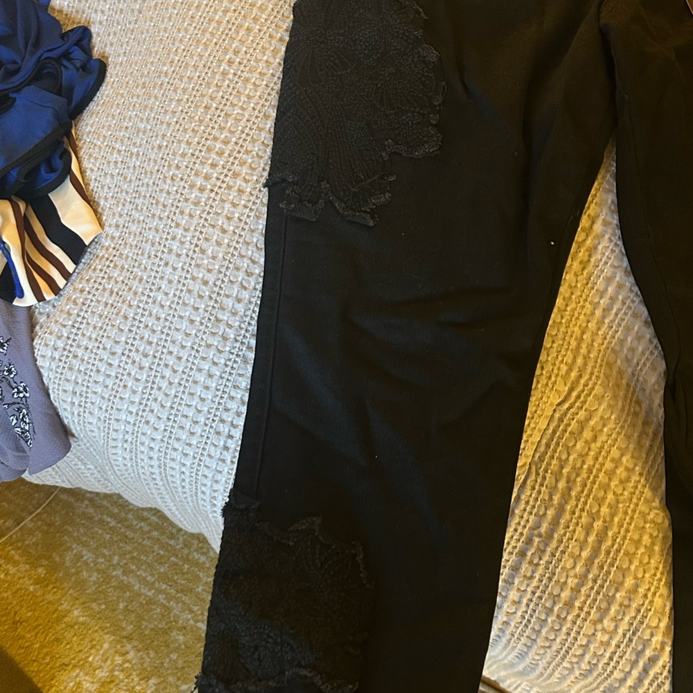 Black Lace Detail Women's Jeans